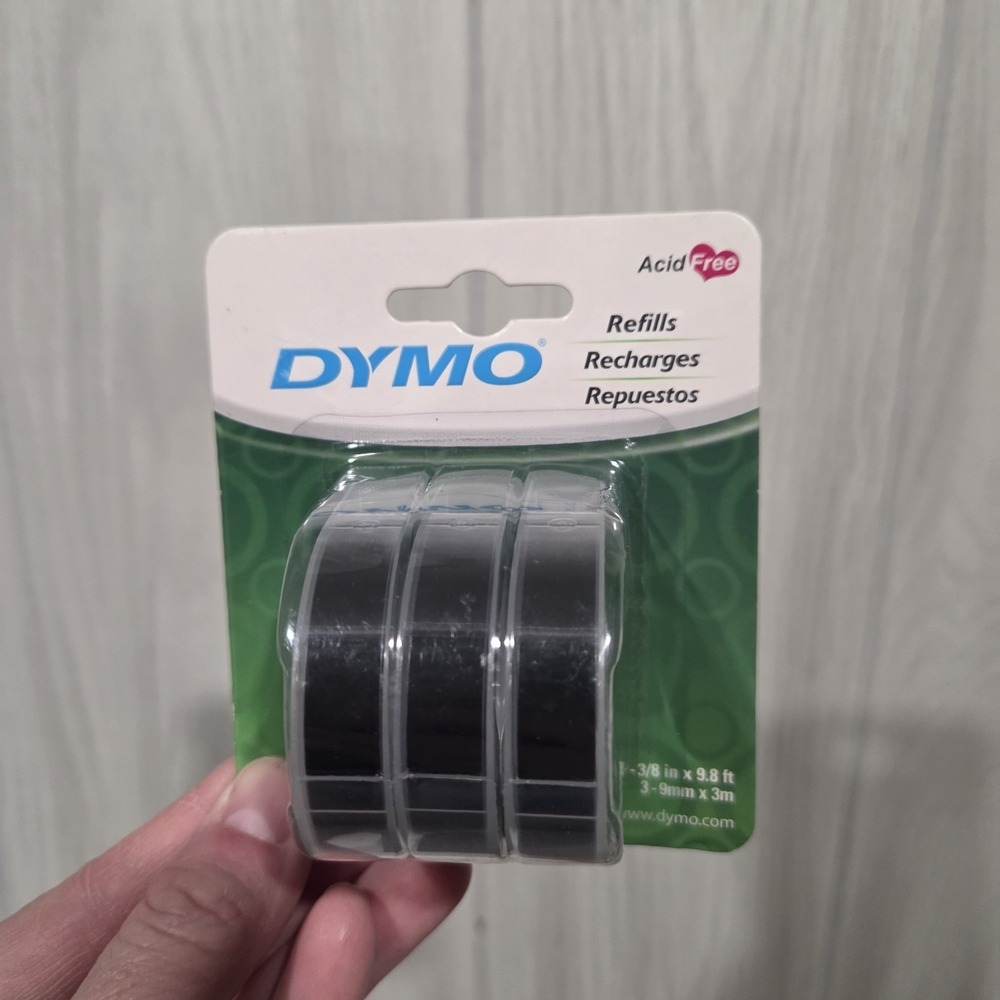Dymo 1741670 3 Pack Labelmaker Refill Tape 3/8" x 9.8' - Black
